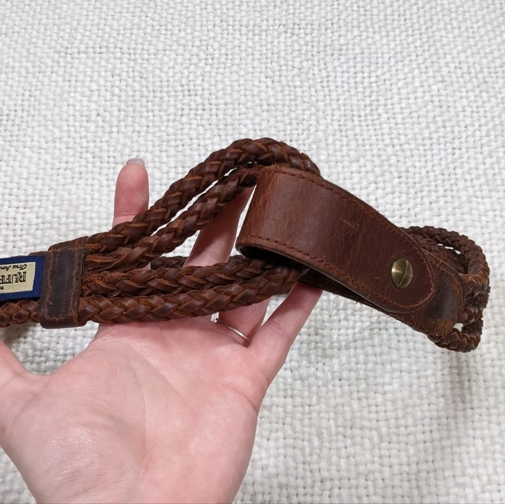 Vintage Ruff Hewn‎ True American Western Wear Brown Braided Leather Belt Size M